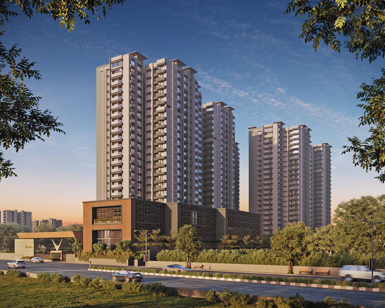 Oasis Grove Residences — Arrival and signature towers